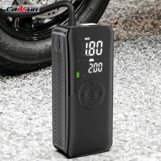 "Ultimate Portable Electric Air Pump: Inflate Tires Anytime, Anywhere with USB Digital Display, Perfect for Motorcycles, Bicycles, and Emergencies!"
